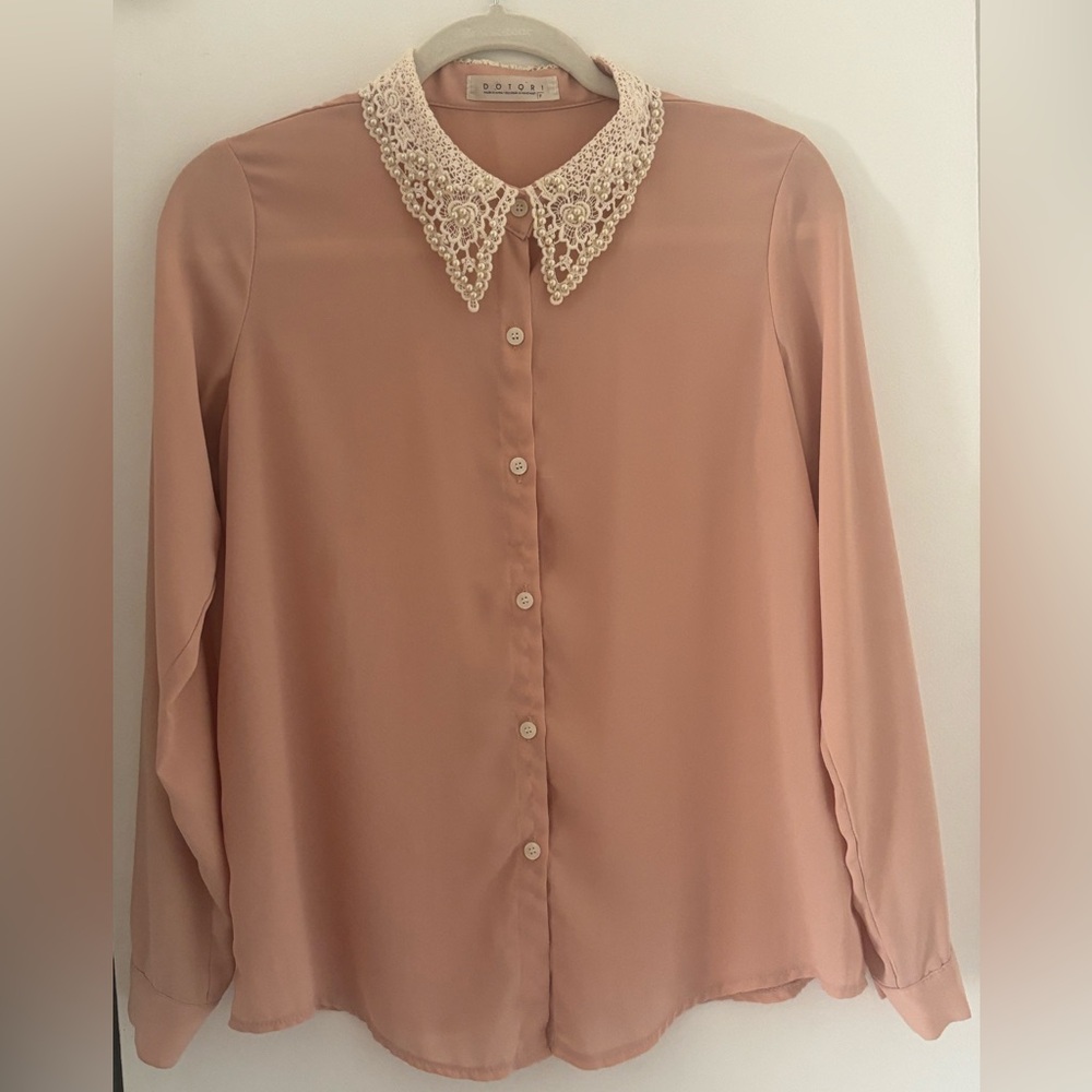 Dotori Women Long Sleeve Button-Down Blouse